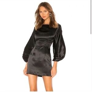 H: Hours Cristiano Balloon Sleeve Mini Black Dress